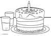 Disegno torta compleanno con candelina da colorare