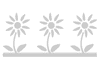 Stencil geca con dei fiori in sequenza con stelo e foglie appoggiati su una base erbosa