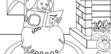 Disegno di una bimba che sta leggendo al caldo del camino