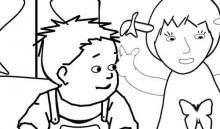 Disegno da colorare due bimbi che giocano
