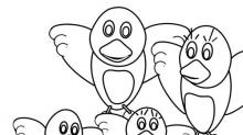 Disegno semplice di una famiglia di uccellini
