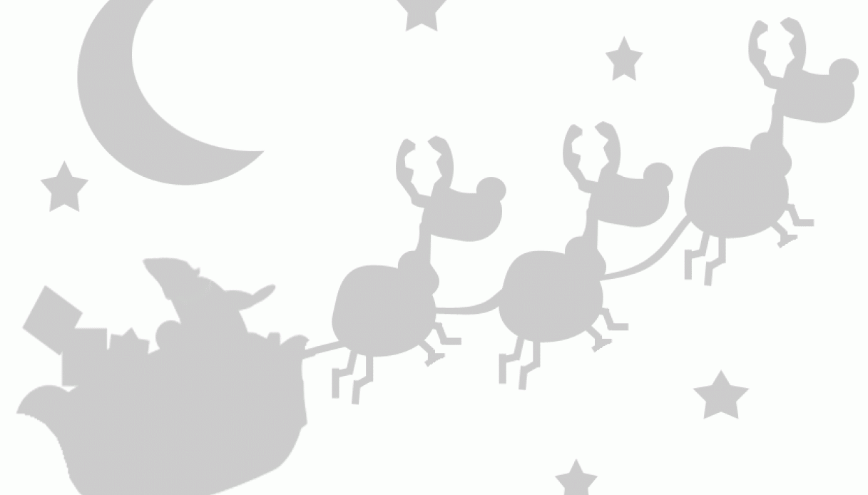 Stencil babbo natale sulla slitta che sfreccia nel cielo con le renne