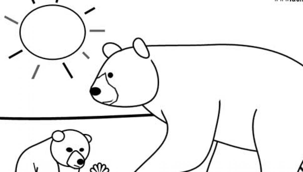 Disegno mamma orso con orsetto da colorare