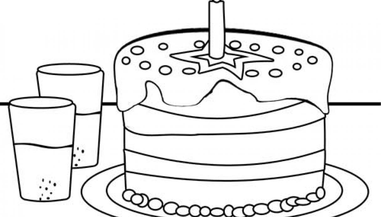 Disegno torta di compleanno da colorare